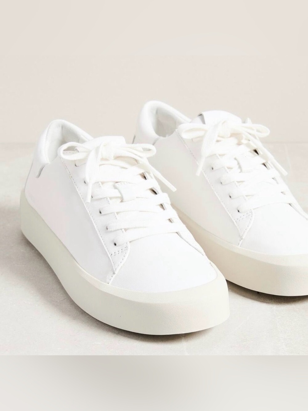 Vince Gabi White Leather Platform Sneakers -Low Top Minimalist - Size 8-EU 38
